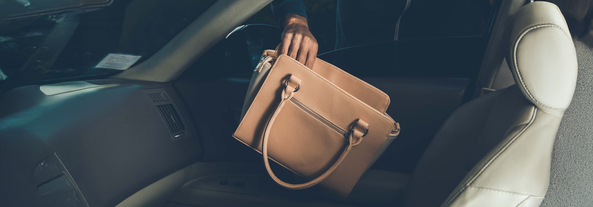 thief steals purse from car
