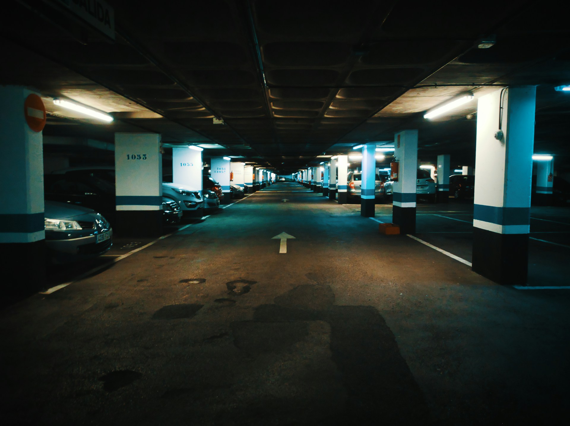 interior of parking garage